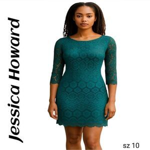 Jessica Howard Green Lace Dress